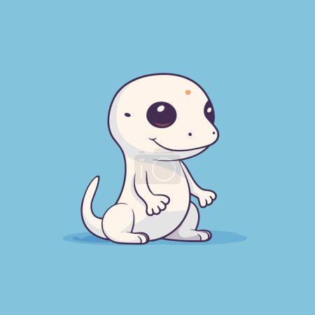 Illustration for Cute white dog sitting on a blue background. Vector illustration. - Royalty Free Image