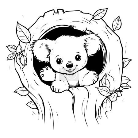 Téléchargez les illustrations : Mignon koala dans le trou. Illustration vectorielle pour livre à colorier. - en licence libre de droit