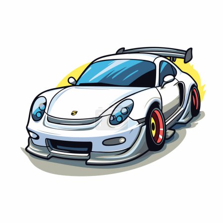 Illustration for Sport car isolated on white background. Vector illustration in cartoon style. - Royalty Free Image