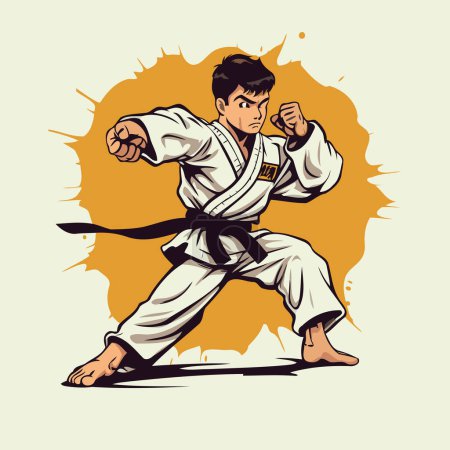 Ilustración de Taekwondo. Artes marciales. Ilustración vectorial en estilo retro - Imagen libre de derechos