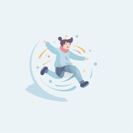 Illustration for Vector illustration of a man jumping in the air. Flat style. - Royalty Free Image