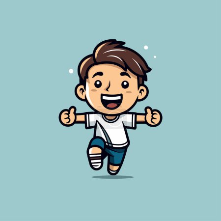 Illustration for Cute Boy Running Cartoon Mascot Character Design Vector Illustration - Royalty Free Image