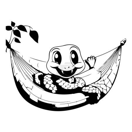 Ilustración de Linda serpiente en una hamaca aislada sobre fondo blanco. Ilustración vectorial. - Imagen libre de derechos