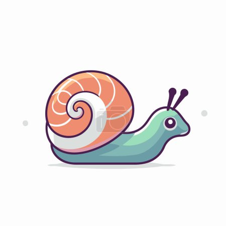 Illustration for Snail icon. Vector illustration of a snail in flat style. - Royalty Free Image