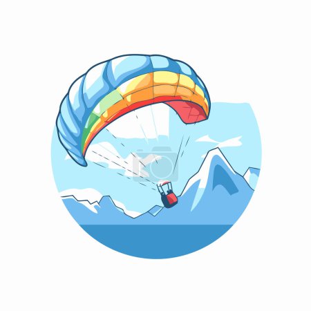 Illustration for Paraglider flying over the mountains. Paraglider in the sky. Vector illustration. - Royalty Free Image