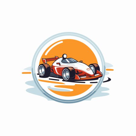 Téléchargez les illustrations : Icône voiture de course. Illustration vectorielle de voiture de course en cercle. - en licence libre de droit
