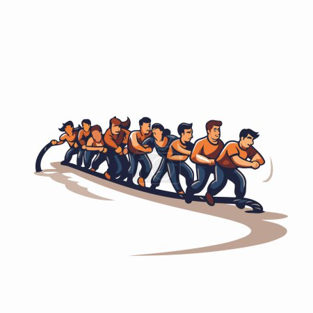 Ilustración de Un grupo de hombres corriendo en una carrera. dibujo animado vector ilustración diseño gráfico - Imagen libre de derechos