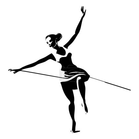 Téléchargez les illustrations : Silhouette de ballerine. Illustration vectorielle sur fond blanc. - en licence libre de droit