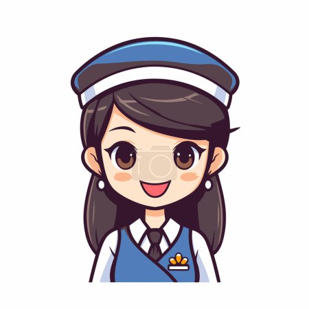 Illustration for Cute air hostess cartoon vector illustration graphic design vector illustration graphic design - Royalty Free Image