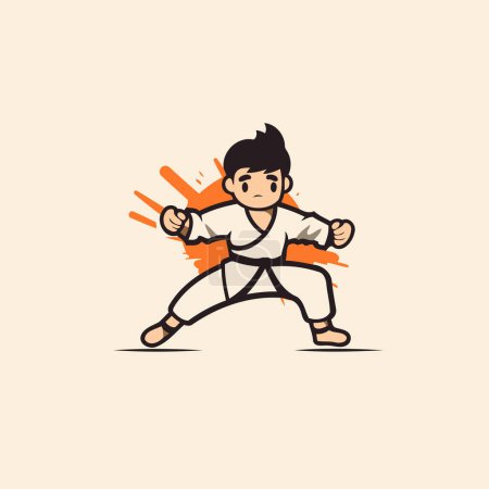 Illustration for Taekwondo fighter. Vector illustration in a flat style. - Royalty Free Image
