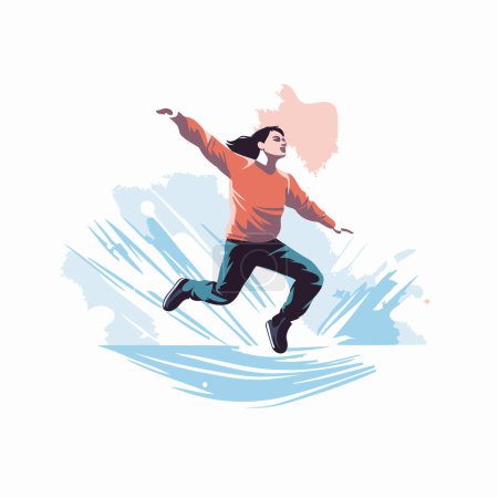 Ilustración de Snowboarder saltando en el aire. Deporte de invierno. Ilustración vectorial. - Imagen libre de derechos