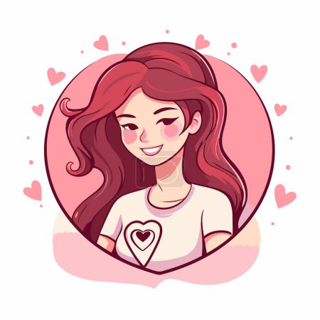Illustration for Cute girl with long hair. Vector illustration in cartoon style. - Royalty Free Image