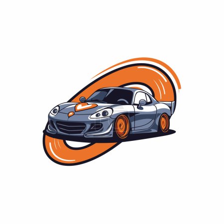 Téléchargez les illustrations : Illustration vectorielle d'une voiture de sport en forme de pneu orange - en licence libre de droit