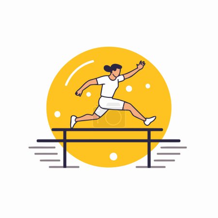 Illustration for Man jumping over obstacle. Flat style vector illustration. Sports concept. - Royalty Free Image