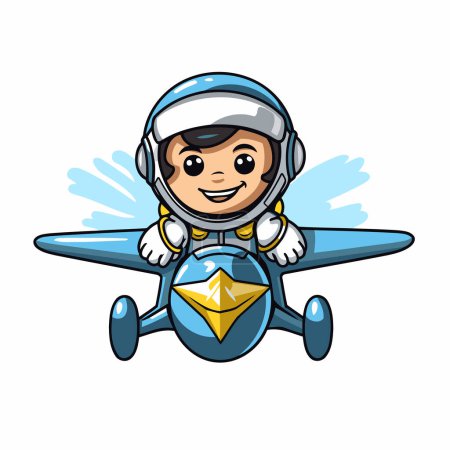 Illustration for Cartoon aviator boy with an envelope in his hand. Vector illustration - Royalty Free Image