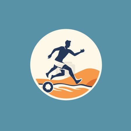 Illustration for Running man icon. Vector illustration of a man running on the beach. - Royalty Free Image