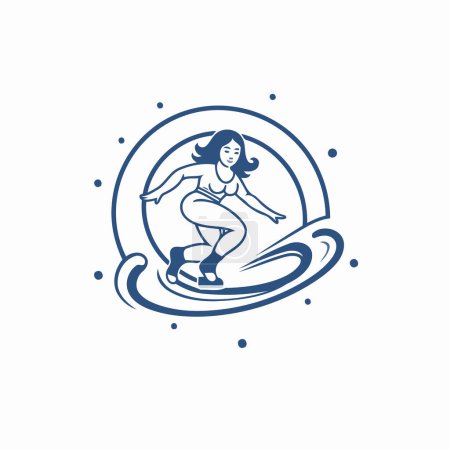 Design-Vorlage für das Surfer-Logo. Skater-Ikone. Vektorillustration.