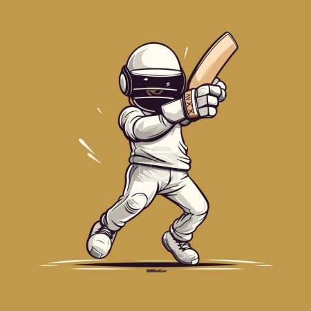Ilustración de Jugador de críquet con bate. Ilustración vectorial de un jugador de cricket. - Imagen libre de derechos