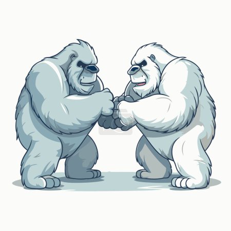 Ilustración de Dos gorilas dándose la mano. ilustración vectorial de dibujos animados aislado sobre fondo blanco. - Imagen libre de derechos