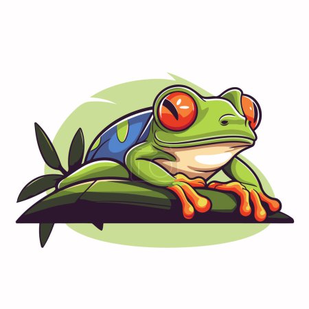 Rana mascota de dibujos animados. Ilustración vectorial de una rana aislada sobre fondo blanco.