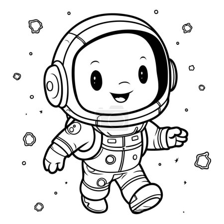 Ilustración de Libro para colorear para niños: astronauta en traje espacial. Ilustración vectorial. - Imagen libre de derechos