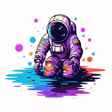 Illustration for Astronaut in spacesuit. Vector illustration on white background. - Royalty Free Image