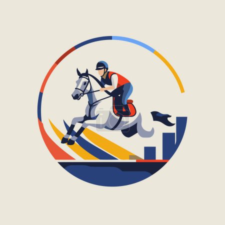 Ilustración de Jockey montando un caballo. ecuestre vector deportivo ilustración. - Imagen libre de derechos