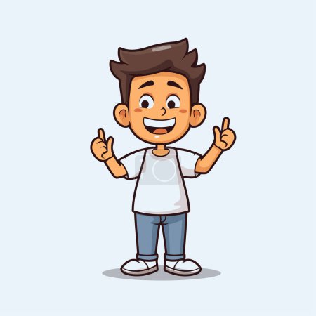 Illustration for Cartoon boy with thumbs up gesture. Vector illustration. Eps 10 - Royalty Free Image