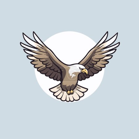 Illustration for Bald eagle with open wings. Vector illustration in cartoon style. - Royalty Free Image