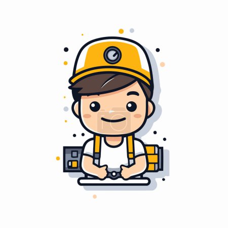 Illustration for Cute boy playing video games. Vector flat cartoon character illustration. - Royalty Free Image
