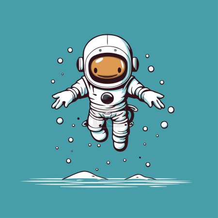 Illustration for Astronaut flying in outer space. Vector illustration in cartoon style. - Royalty Free Image