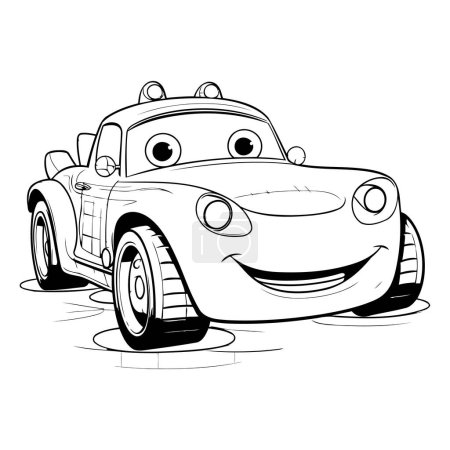 Téléchargez les illustrations : Drôle de voiture de dessin animé sur un fond blanc. illustration vectorielle. Espèces - en licence libre de droit
