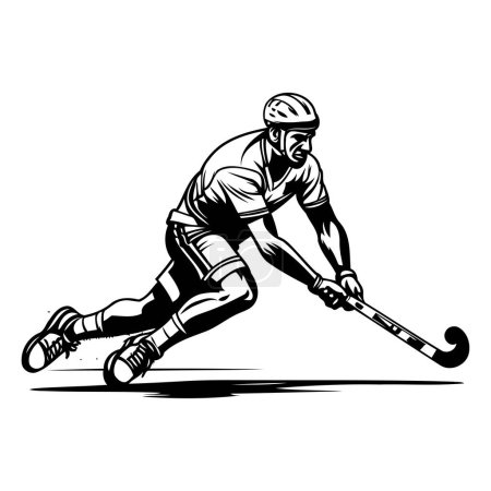 Illustration for Hockey player with the stick. Vector illustration of a hockey player. - Royalty Free Image
