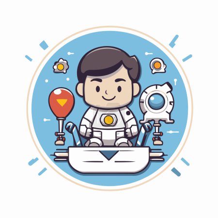 Illustration for Astronaut - Cute Cartoon Vector Illustration. Suitable for Diagrams. Infographics. Book Illustration. Game Asset. And Other Graphic Related Assets - Royalty Free Image