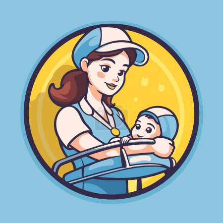 Téléchargez les illustrations : Une infirmière avec un nouveau-né. Illustration vectorielle dans le style dessin animé. - en licence libre de droit