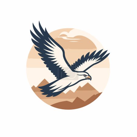 Illustration for Eagle logo design template. Vector illustration of a bird in flight. - Royalty Free Image