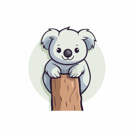 Téléchargez les illustrations : Mignon koala assis sur une souche d'arbre. Illustration vectorielle. - en licence libre de droit