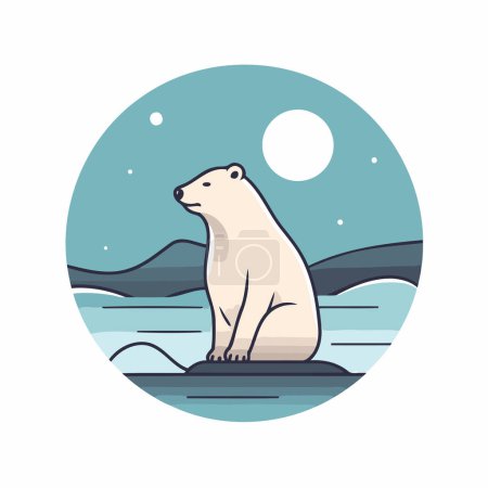 Téléchargez les illustrations : Ours polaire sur la glace. Illustration vectorielle en style plat. - en licence libre de droit
