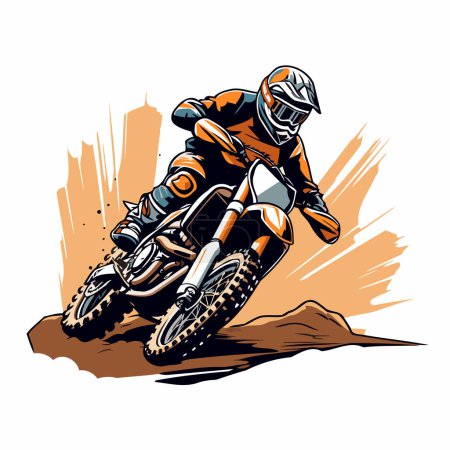 Illustration for Motocross rider on the race. Vector illustration of a motorcyclist - Royalty Free Image