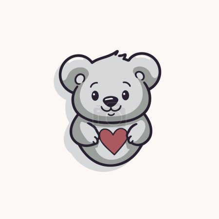 Téléchargez les illustrations : Mignon koala dessin animé avec cœur. Illustration vectorielle pour votre design - en licence libre de droit