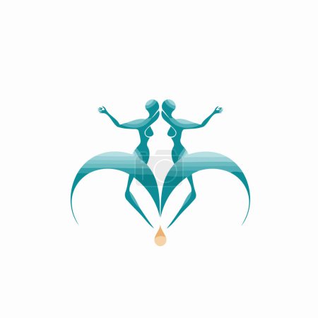 Ilustración de Pareja de plantilla de diseño de logotipo de sirena. Ilustración vectorial. Concepto gráfico para su diseño - Imagen libre de derechos