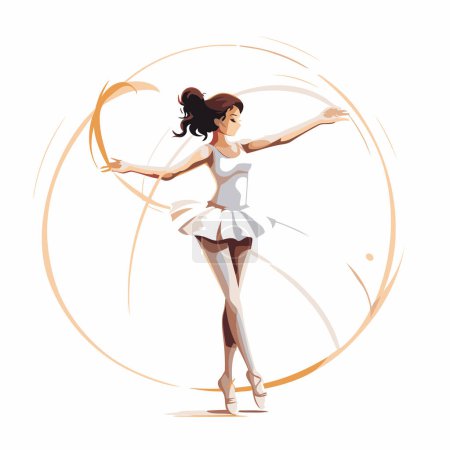 Beautiful ballerina in a white tutu. Vector illustration