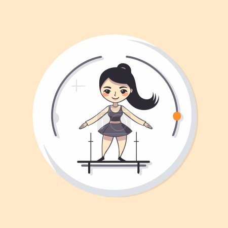 Illustration for Girl doing gymnastics in the gym. Vector illustration in flat style - Royalty Free Image
