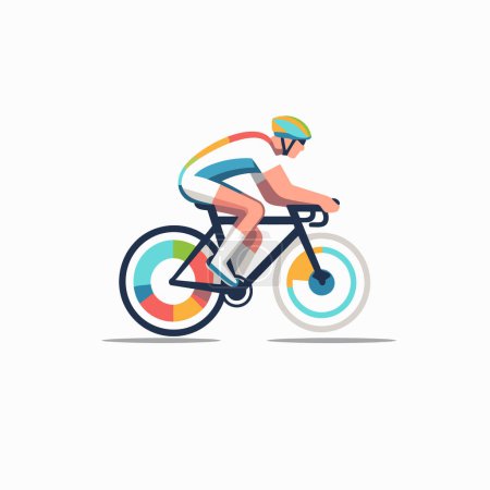 Illustration for Cyclist riding a bike. Flat design. Vector illustration. - Royalty Free Image