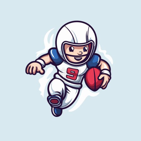 Téléchargez les illustrations : Mascotte de joueur de rugby. Illustration vectorielle d'une mascotte de joueur de rugby. - en licence libre de droit