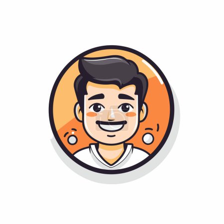 Illustration for Vector illustration of a man face in circle. Smiling man face. - Royalty Free Image