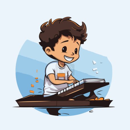 Ilustración de Chico tocando el piano. ilustración vectorial de un niño tocando el piano. - Imagen libre de derechos