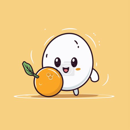 Illustration for Cute cartoon egg character with orange fruit. Vector flat design cartoon illustration icon - Royalty Free Image