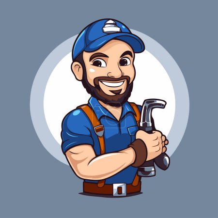 Illustration for Vector illustration of a plumber with a hammer in his hand. - Royalty Free Image