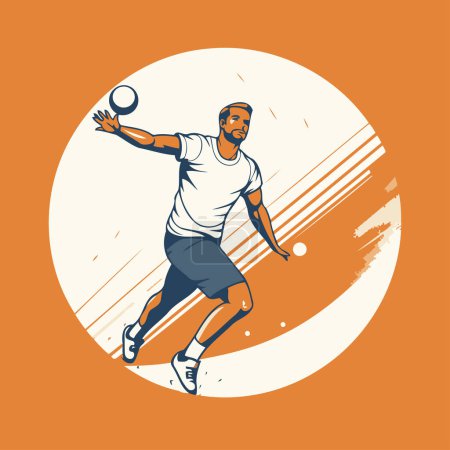 Ilustración de Jugador de tenis con pelota. Ilustración vectorial de un tenista en acción. - Imagen libre de derechos